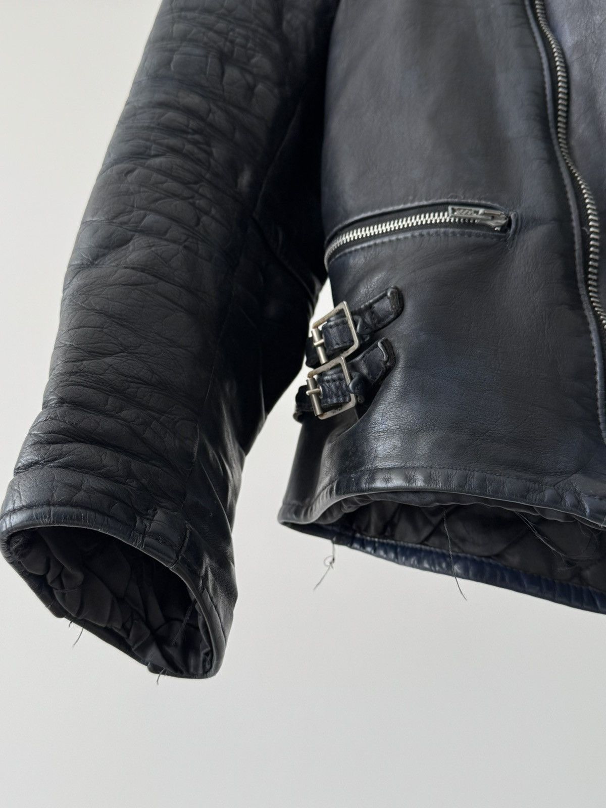 Vintage 1970s Vintage Moto Faded Navy Leather Jacket Size US M / EU 48-50 / 2 - 6 Thumbnail