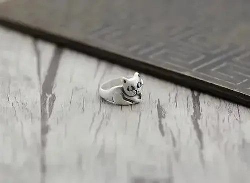 Jewelry × Ring Of Fire S990 silver cat adjustable ring Size ONE SIZE - 4 Thumbnail