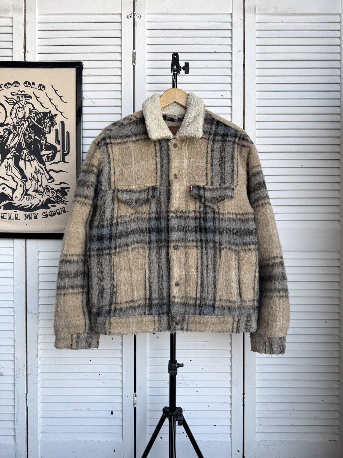 Levi's Levi’s Premium Vintage Fit Sherpa Trucker Jacket Plaid Wool Size US M / EU 48-50 / 2 - 3 Thumbnail