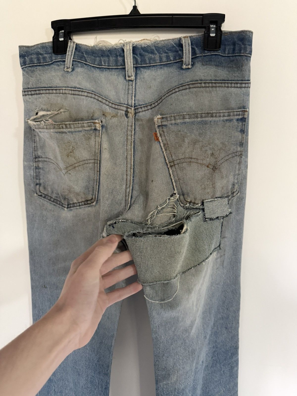 Vintage Thrashed & Repaired Orange Tab Levi’s 517 Size US 32 / EU 48 - 4 Thumbnail