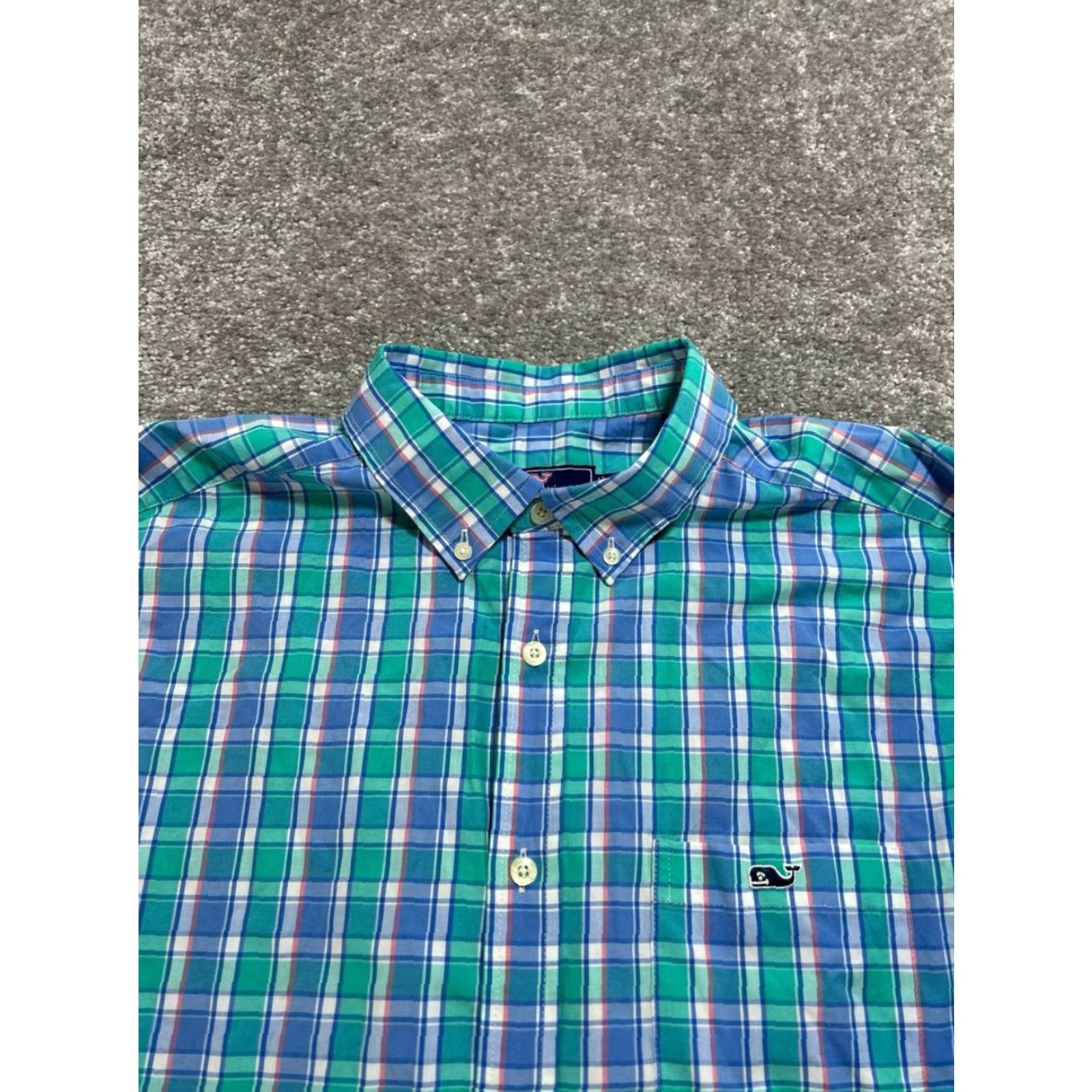 Vineyard Vines Vineyard Vines Shirt Mens Large Green Plaid Cotton Logo Stretch Button Down Shirt Size US L / EU 52-54 / 3 - 5 Thumbnail