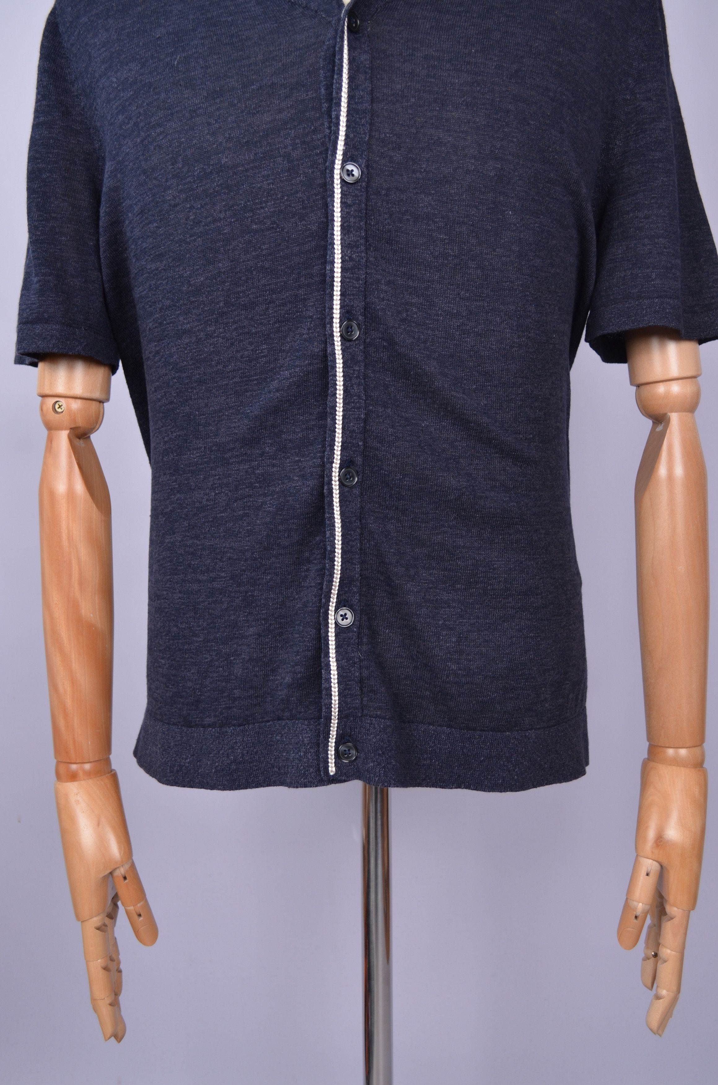 Designer × Reiss Reiss Cuban Collar Polo Shirt Linen Blend Knit Navy Size M Size US M / EU 48-50 / 2 - 3 Thumbnail