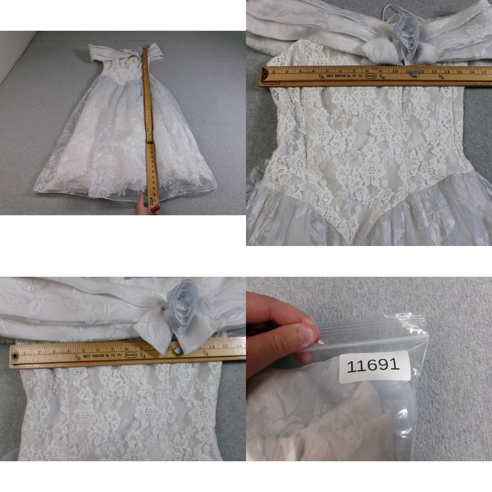 Vintage VINTAGE Scott McClintock Dress Women 12 White Lace Off Shoulder Bow Wedding USA Dress Size XL / US 12-14 / IT 48-50 - 9 Thumbnail