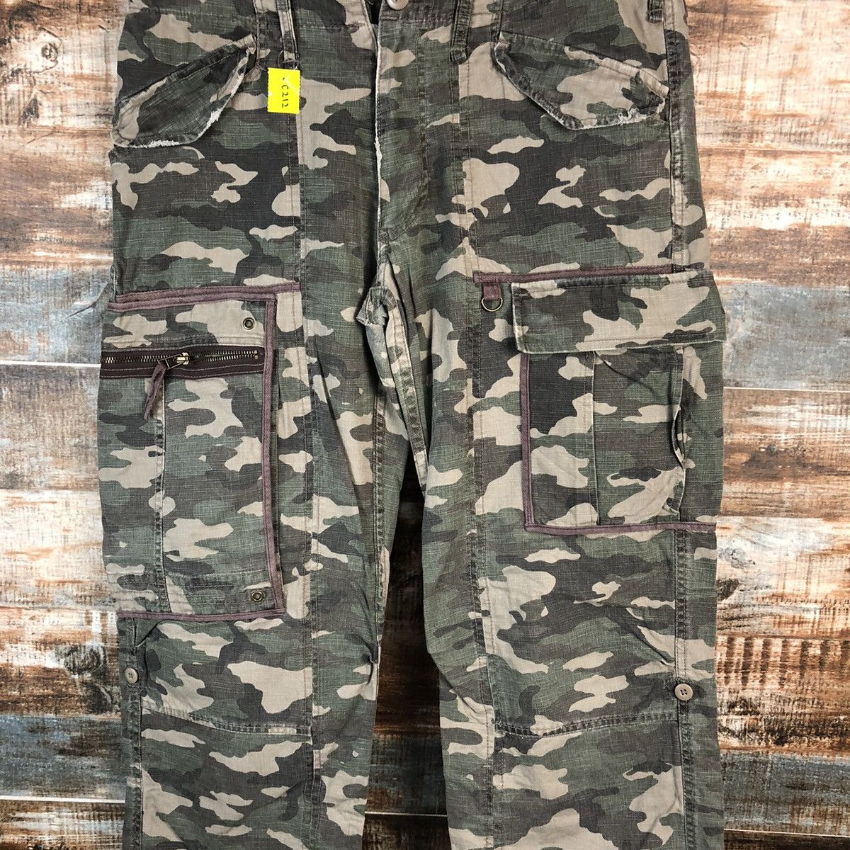 Japanese Brand DL Rush Hour Camo Green Cargo Multipocket Pants #C212 Size US 34 / EU 50 - 5 Thumbnail