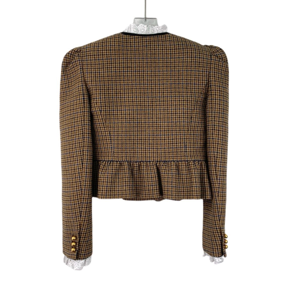 Miu Miu Miu Miu Dark Brown Chambray Wool Lace Jacket Size XS / US 0-2 / IT 36-38 - 2 Thumbnail