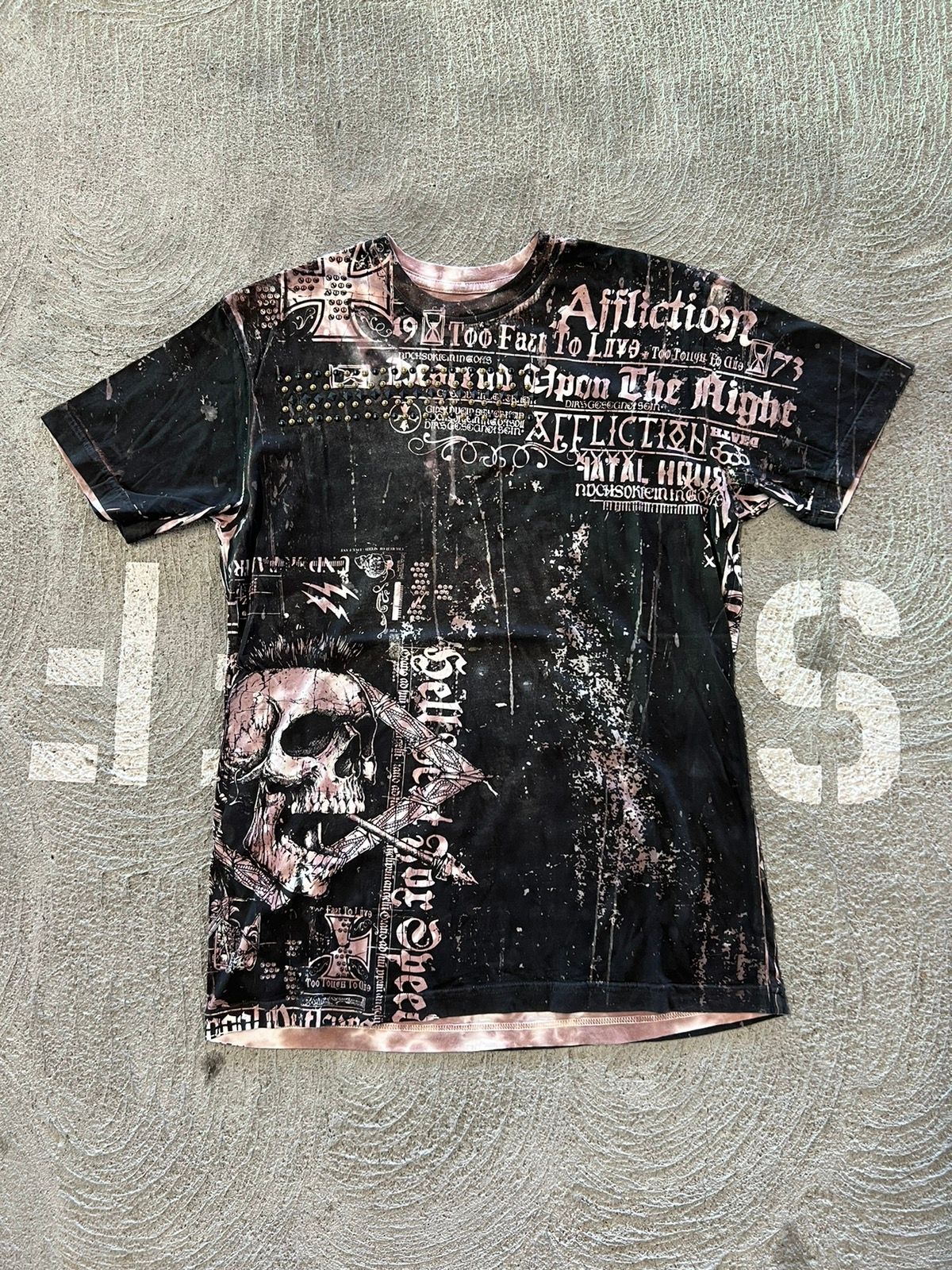 Pre-owned Affliction X Ed Hardy Y2k Affliction Skull Studded Shirt In White