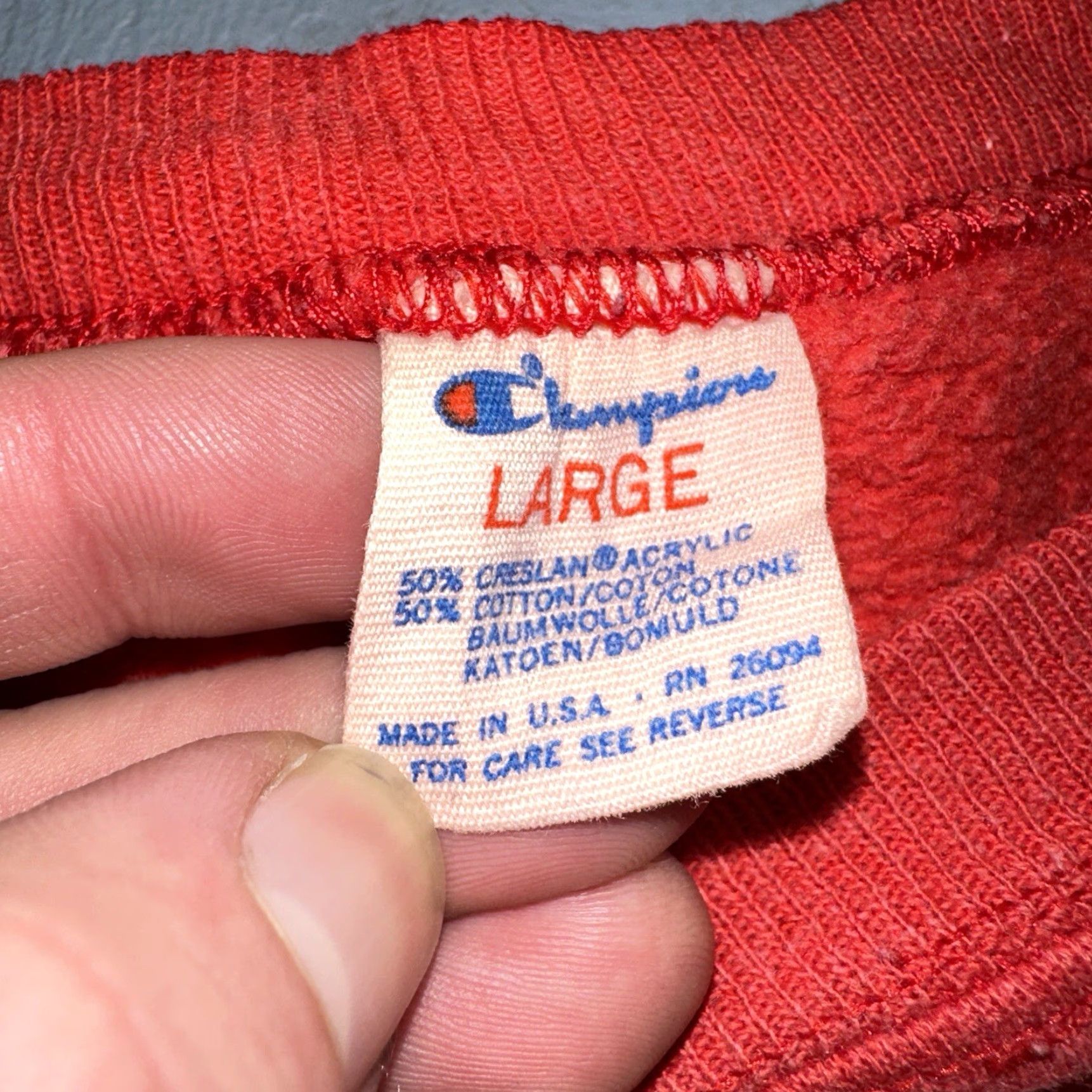 Champion VINTAGE Champion USA Sweatshirt Football 80s Red - Men's Pullover Hooded Cotton Warmup College Troy Trojans Size L Size US L / EU 52-54 / 3 - 4 Thumbnail
