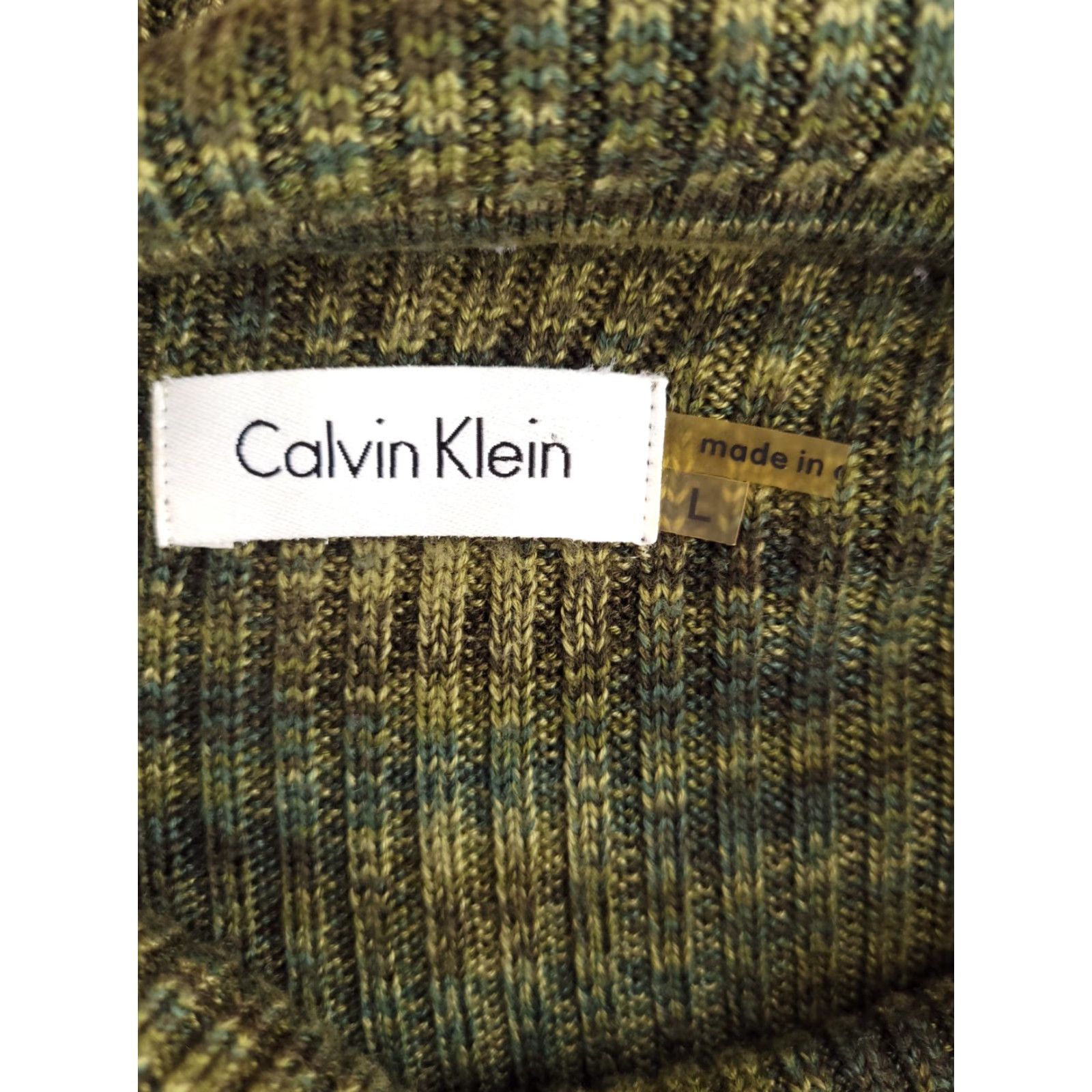 Calvin Klein Calvin Klein Turtleneck Swing Sweater Dress Green Marbled Womens Large Camo Size L / US 10 / IT 46 - 4 Thumbnail