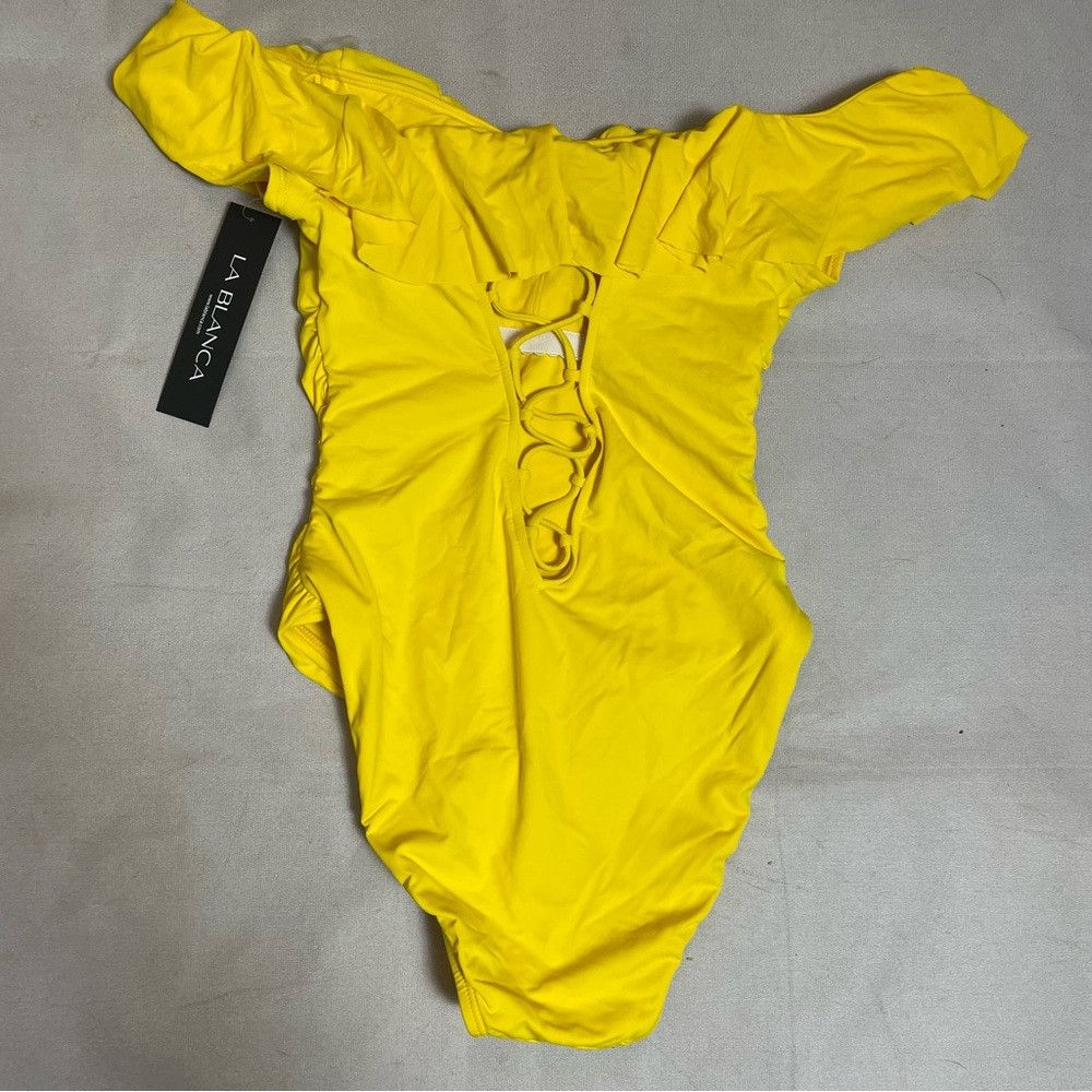 Other NWT New La Blanca Off the Shoulder One-Piece Yellow Swimsui Size S / US 4 / IT 40 - 7 Thumbnail