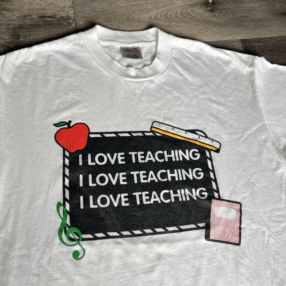Vintage Vintage 1990s I Love Teaching Chalkboard Graphic Tee Oneita Size US L / EU 52-54 / 3 - 2 Thumbnail
