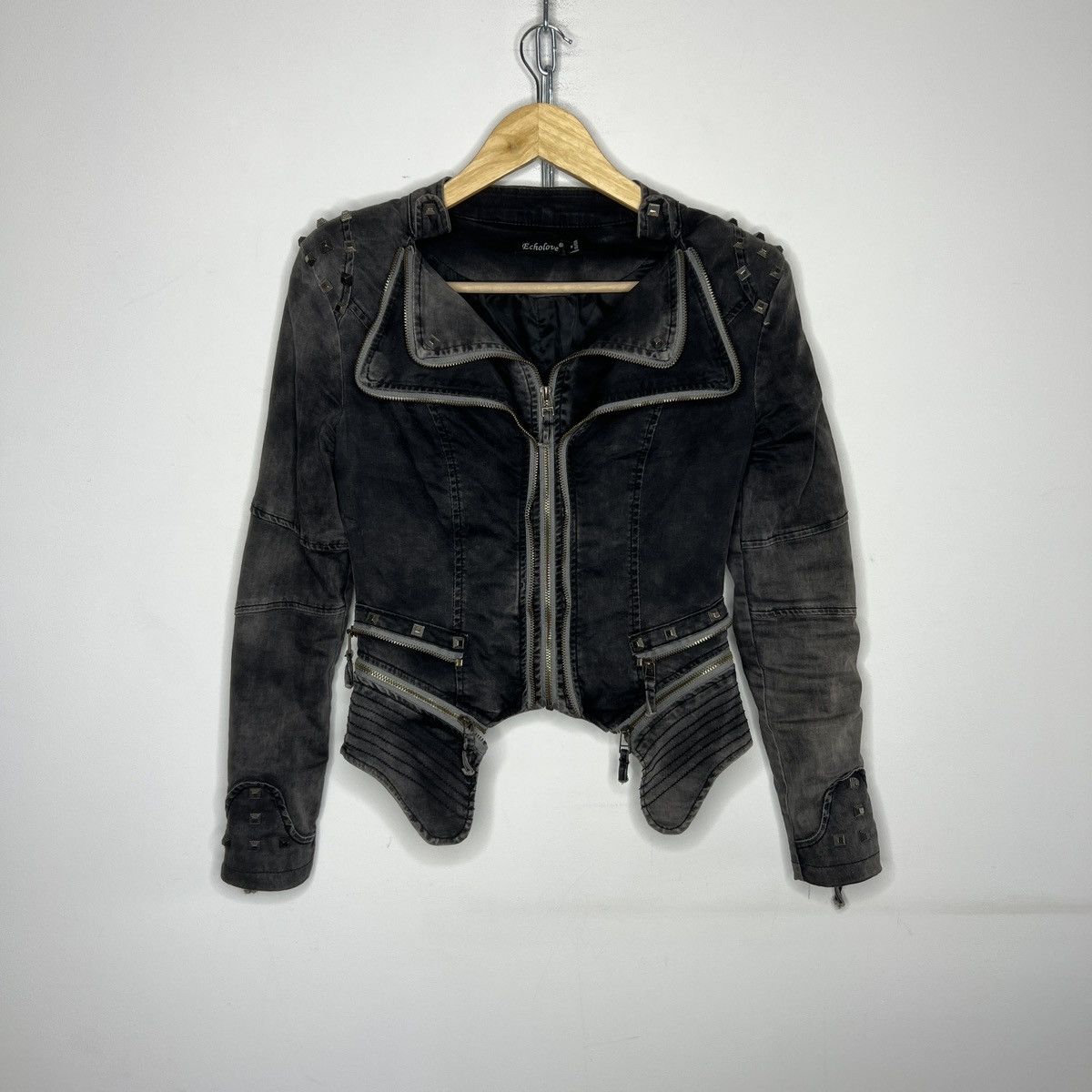 If Six Was Nine Vintage zippers punk goth denim 90s Y2K jacket 🧛🏻‍♀️ opium Size M / US 6-8 / IT 42-44 - 1 Thumbnail