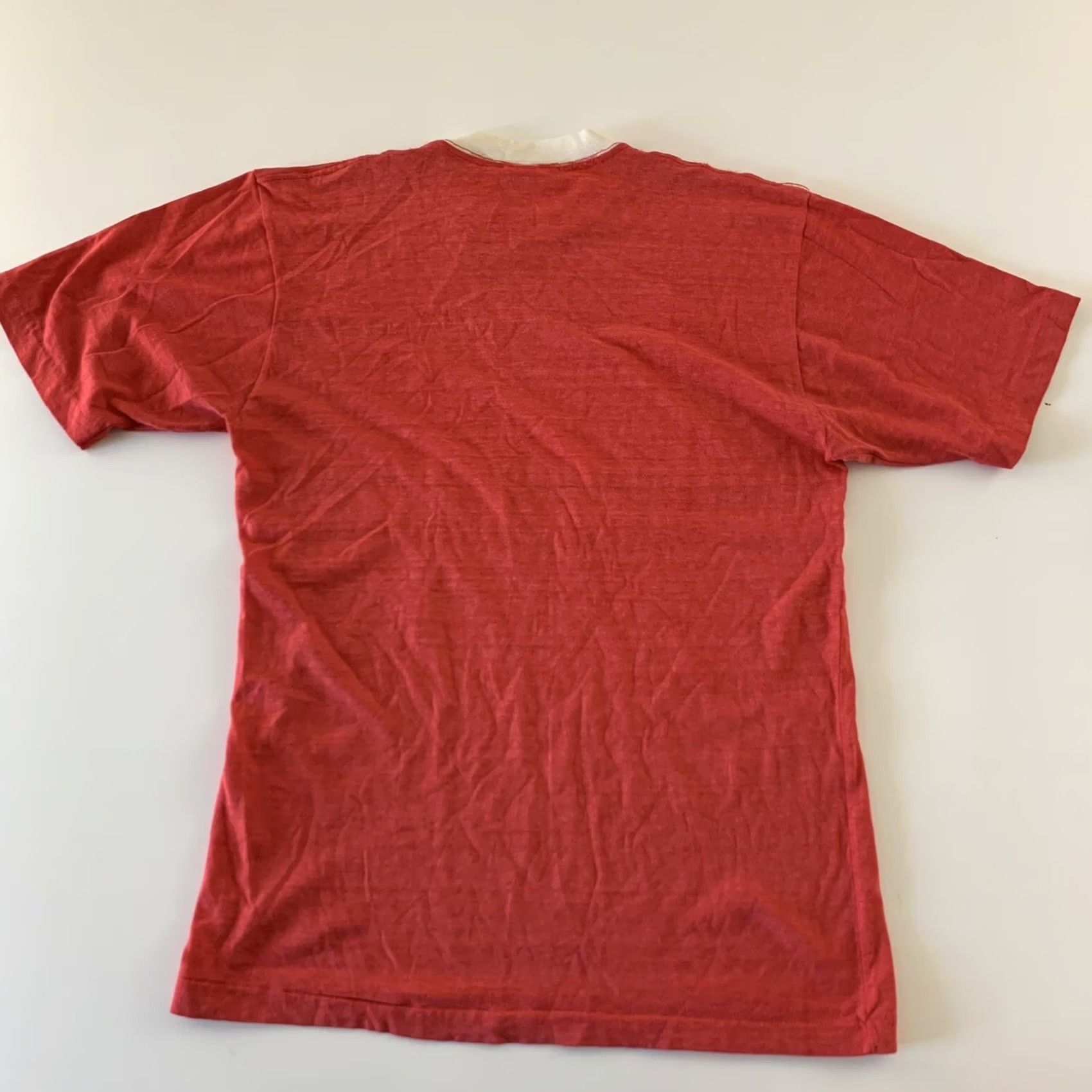 Champion VINTAGE Champion Mens Short Sleeve T-Shirt Western State Red Large 70s Ringer Shirt Size US L / EU 52-54 / 3 - 7 Thumbnail