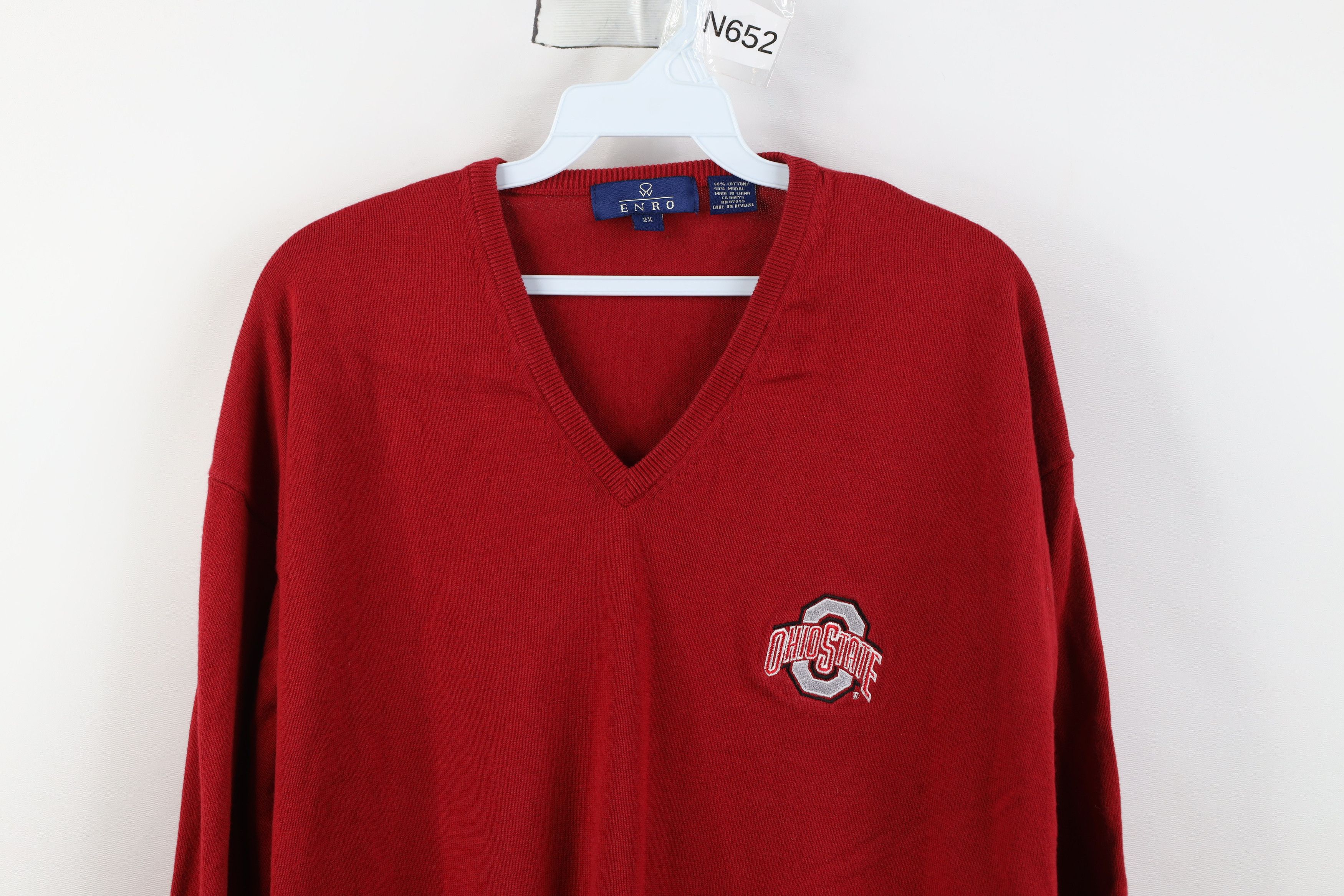 Vintage Vintage 90s Y2K Ohio State University Ribbed Sweater Red Size US XXL / EU 58 / 5 - 2 Thumbnail