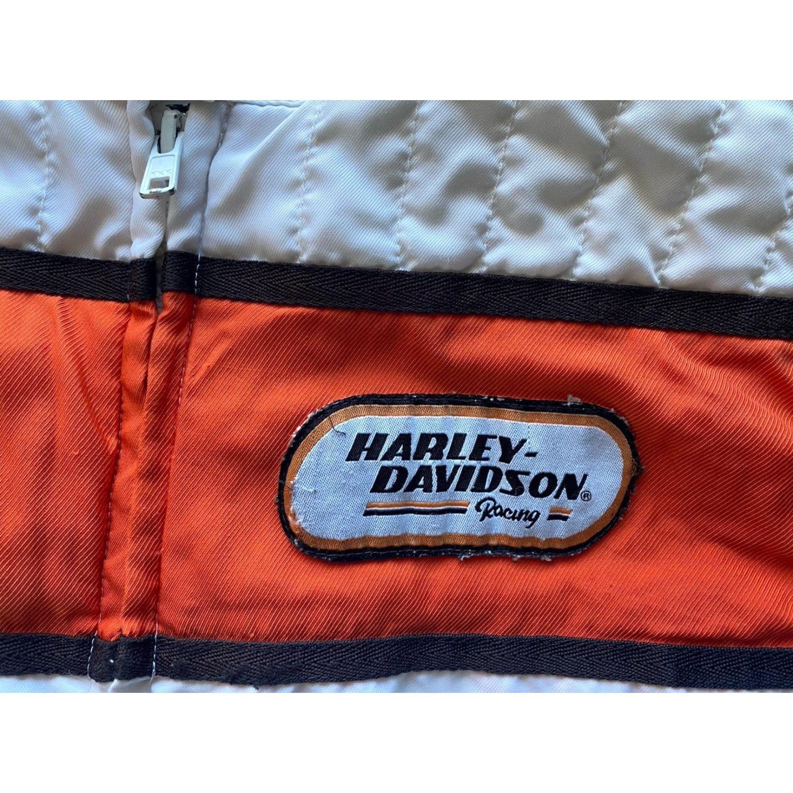 Harley Davidson Harley-Davidson Jacket Women’s M Full Zip Cropped White Orange Black Multicolor Racing Jacket M Women Size M / US 6-8 / IT 42-44 - 5 Thumbnail