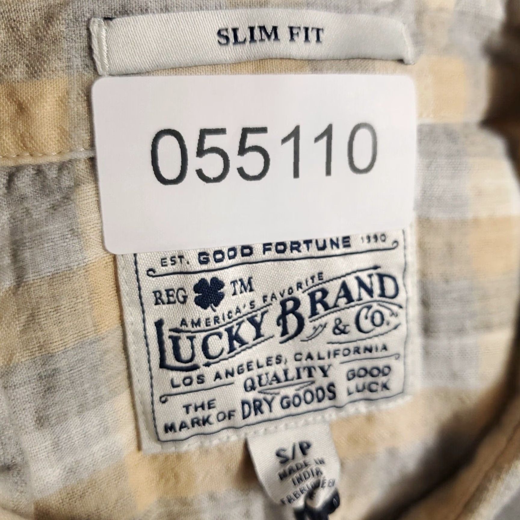 Lucky Brand Lucky Brand Shirt Beige Plaid Short Sleeve Button-Up Regular Fit Men’s Size Small Size US S / EU 44-46 / 1 - 6 Thumbnail