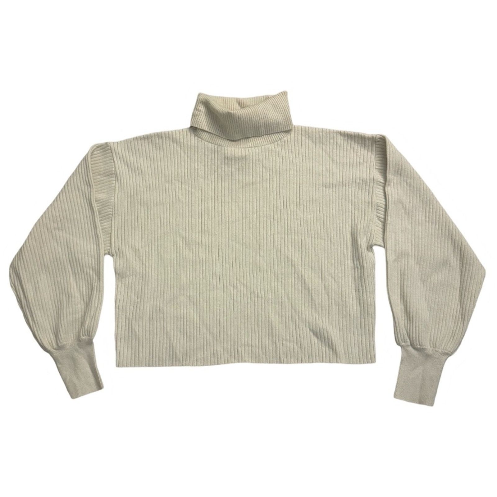 Good American Good American Wide Rib Mock Neck Crop Sweater - Oatmeal Size XS / US 0-2 / IT 36-38 - 3 Thumbnail