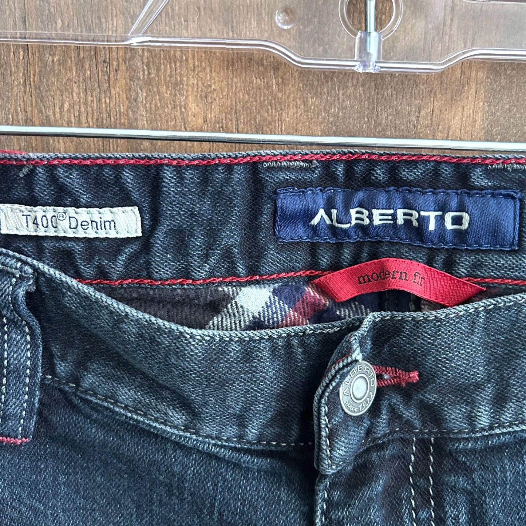 Vintage Alberto Jeans Blue Denim Stone Modern Fit Stretch 38x34 5-Pocket Bootcut Denim Mens Size US 37 - 4 Thumbnail