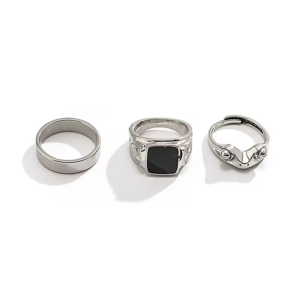 Jewelry 3pcs/set Square Oil Drip Ring Sets Size ONE SIZE - 5 Thumbnail