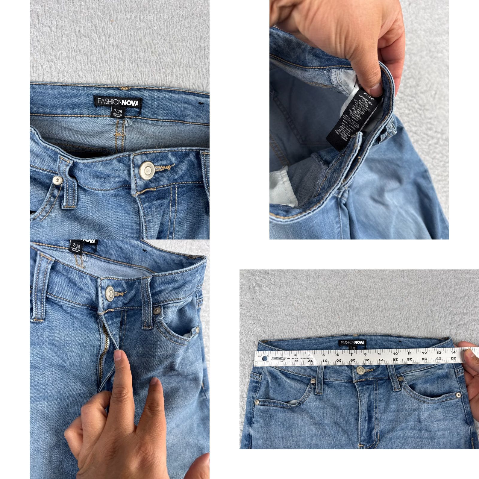 Fashion Nova Fashion Nova Jeans Womens 5 28x31 Blue Denim Flared Distressed Cotton Size 28" / US 6 / IT 42 - 8 Thumbnail