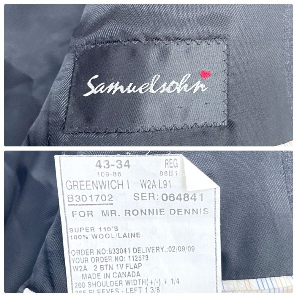 Samuelsohn Samuelsohn Wool Greenwich Suit Charcoal Gray Mens 43R Size 42R - 14 Thumbnail