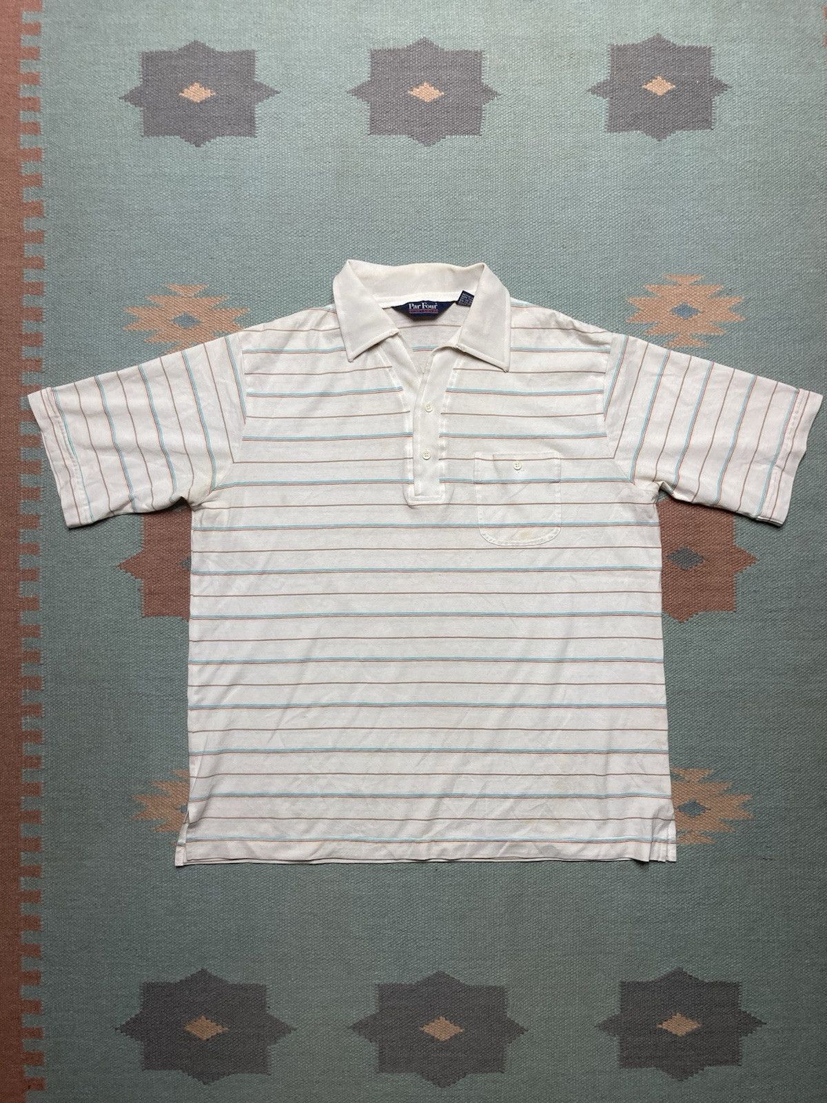 Vintage Vtg short sleeve polo shirt striped golf soft Par Four XL Size US XL / EU 56 / 4 - 1 Thumbnail