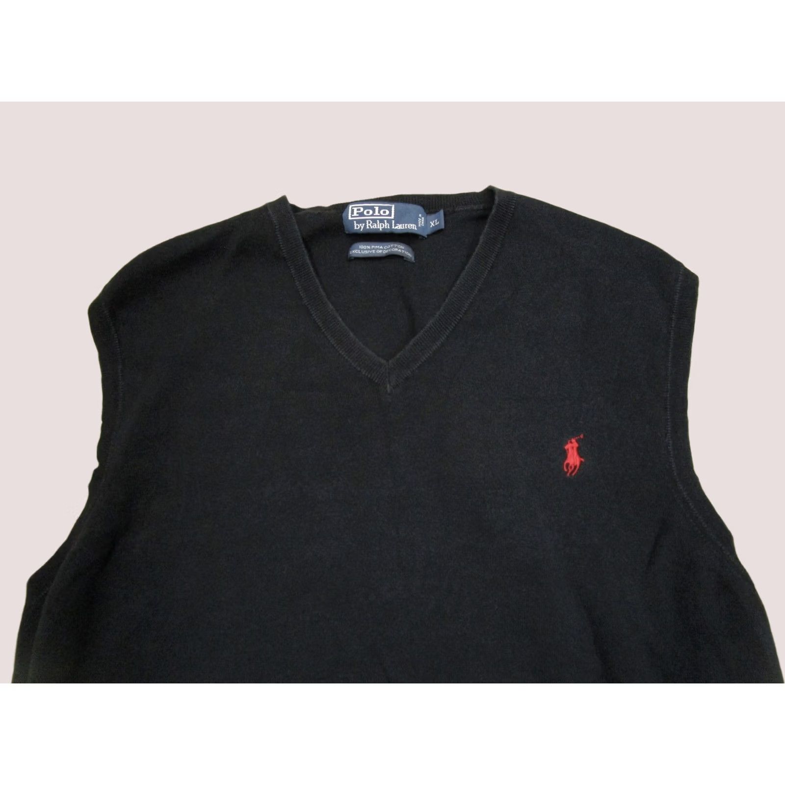 Polo Ralph Lauren Polo Ralph Lauren Sweater Vest Mens XL Black Red Pony V-Neck Pullover Classic Size US XL / EU 56 / 4 - 1 Thumbnail