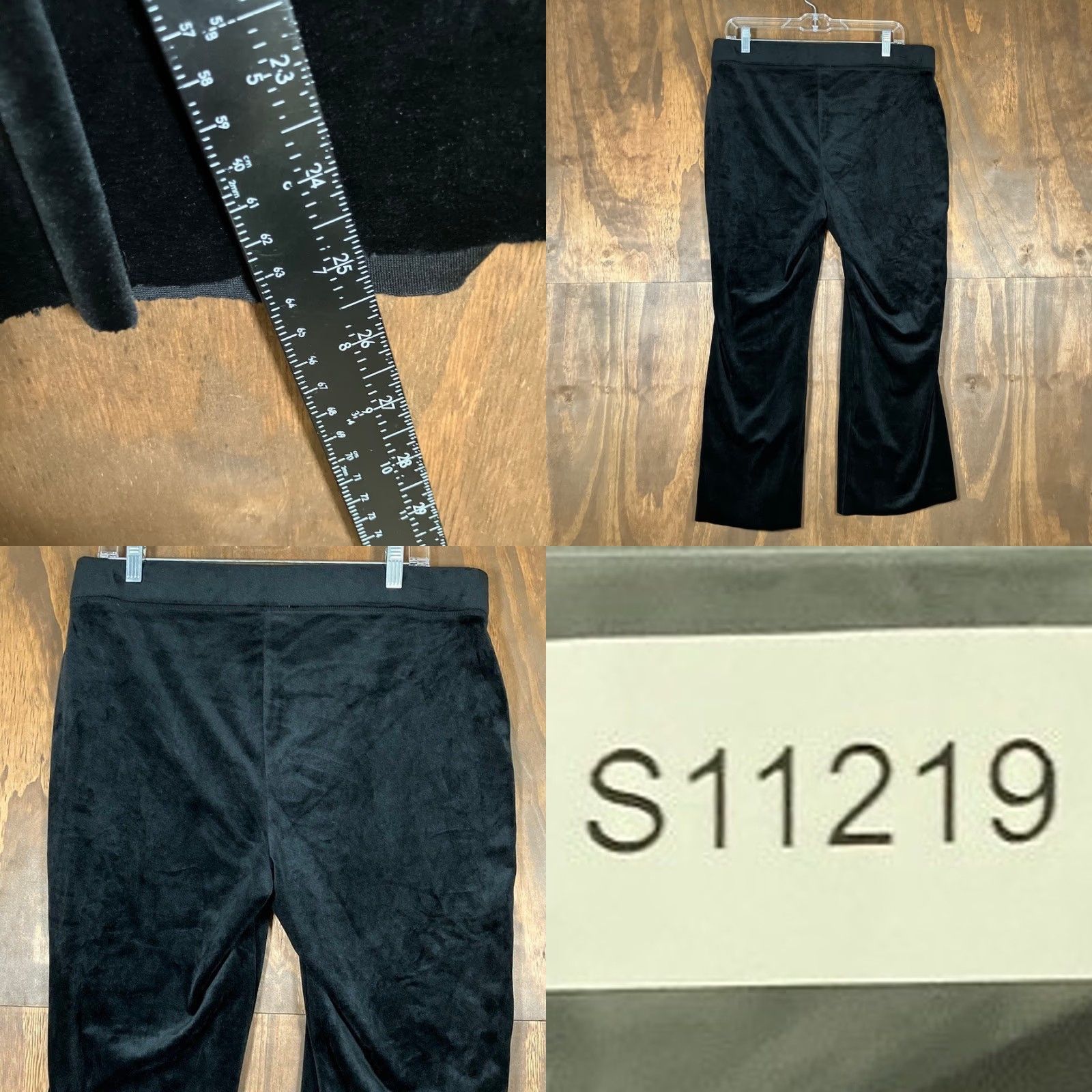 Juicy Couture Juicy Couture Pants Black Velour High Rise Relaxed Stretch Large Womens Straight Inseam 25 in Size 36" / US 14 / IT 50 - 8 Thumbnail