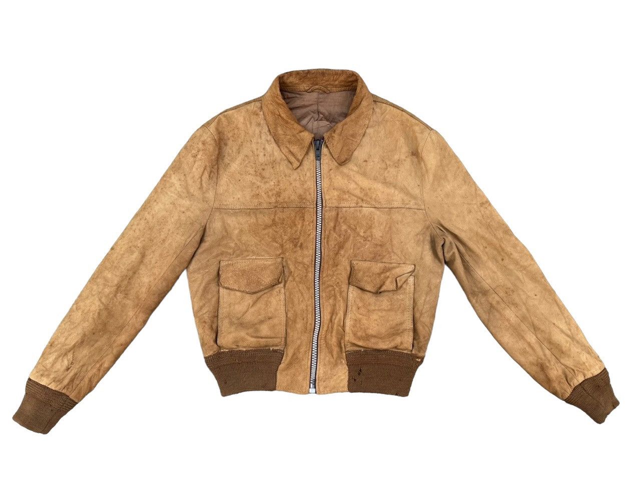 Aries Trashed Vintage Aries Dirty Patina Sheepskin Leather Jacket Size US L / EU 52-54 / 3 - 1 Thumbnail