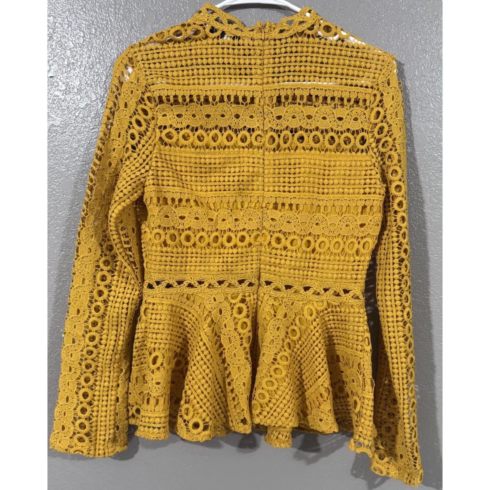 Vintage Endless Rose Shirt Lined Long Sleeve Yellow Crochet Lace Blouse S Womens Fit Regular Size S Size S / US 4 / IT 40 - 6 Thumbnail