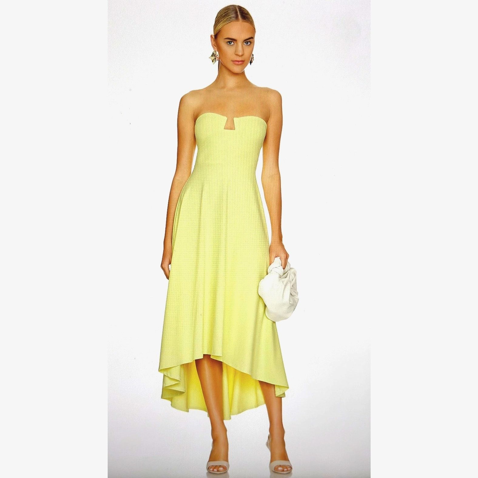 Susana Monaco Susana Monaco High Low Wired Midi Dress Pale Lime S Size S / US 4 / IT 40 - 2 Thumbnail