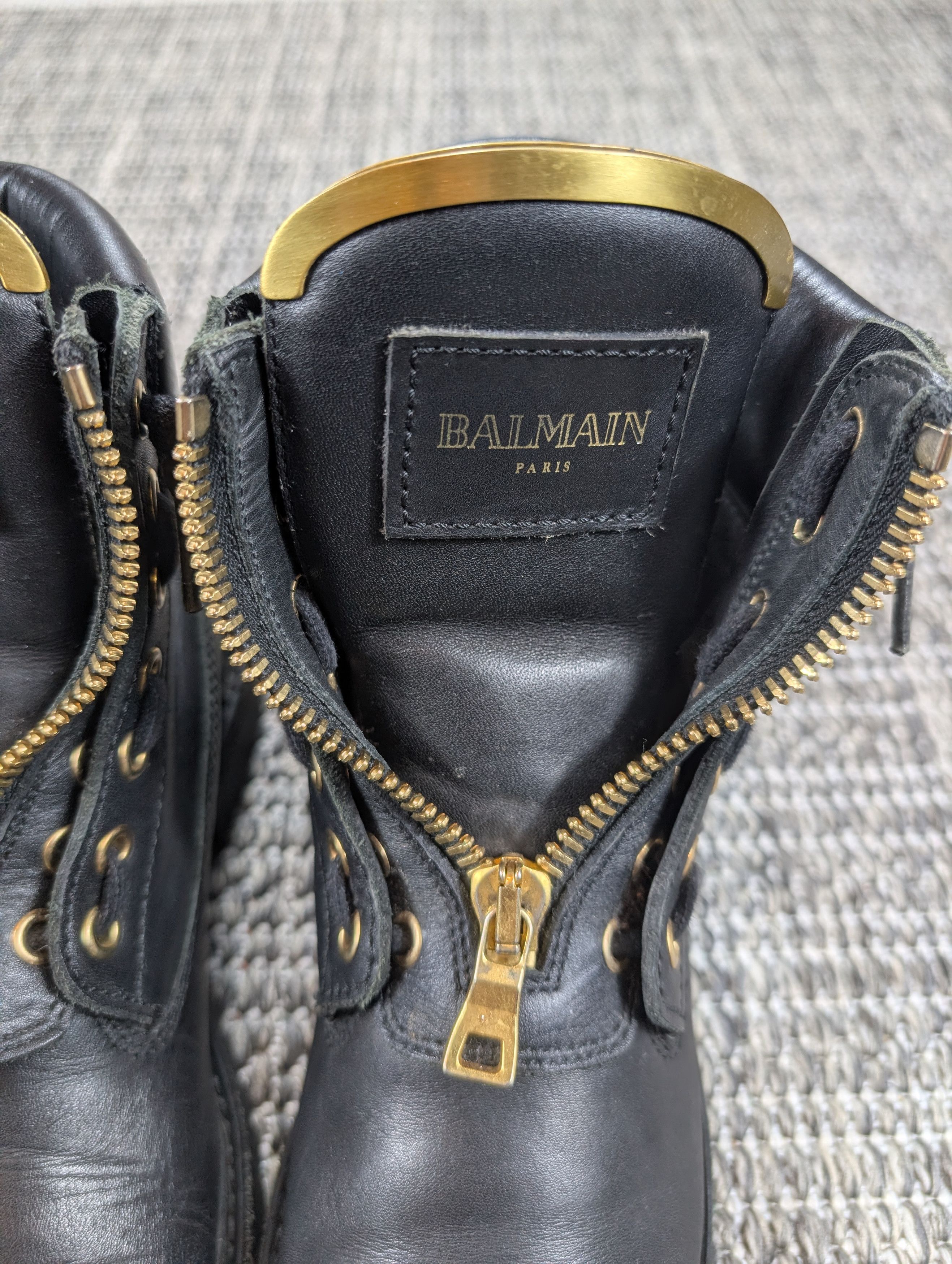 Balmain Balmain Charlie Ranger Gold Plated Black Leather Zip Boots Size US 6 / IT 36 - 5 Thumbnail