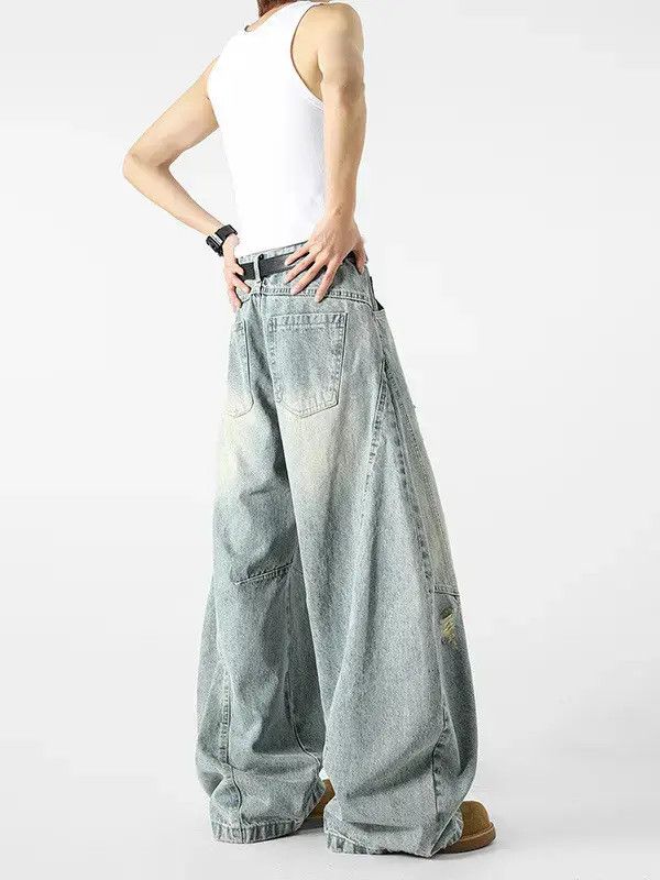 Japanese Brand Loose wide leg slightly flared ripped jeans Size US 32 / EU 48 - 4 Thumbnail