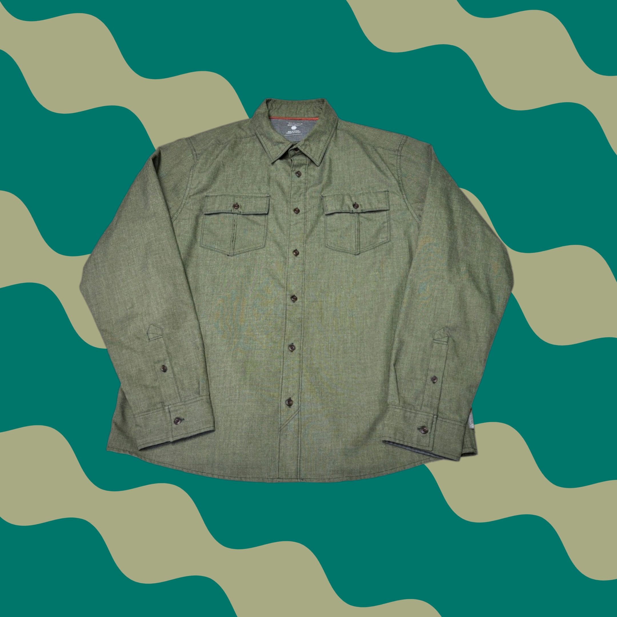Mountain Hardwear Mountain Hardwear Mens L Olive Green Button Up Long Sleeve Utility Shirt 1050 Size US L / EU 52-54 / 3 - 1 Thumbnail