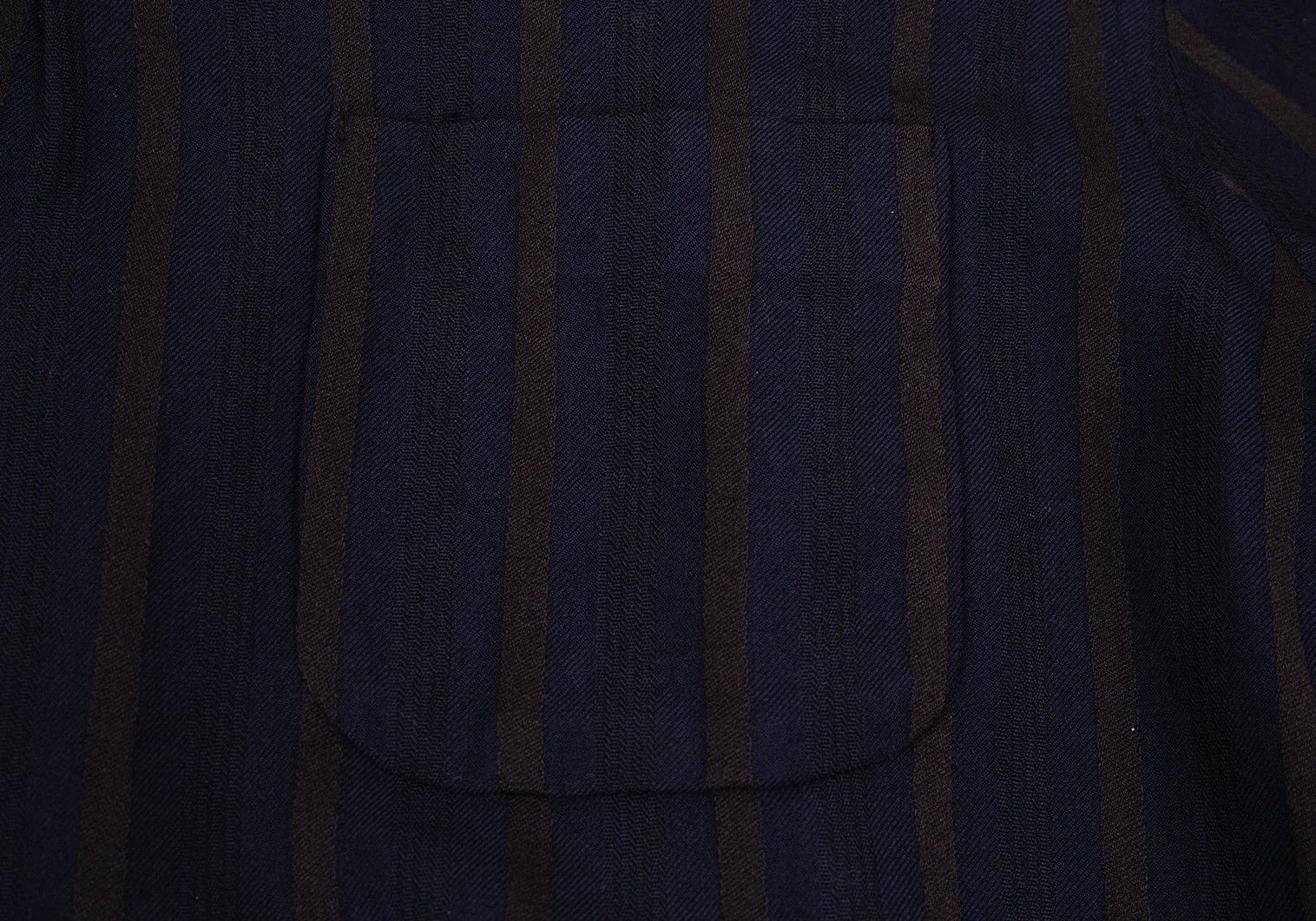 Yohji Yamamoto Yohji Yamamoto Wool Rayon Stripe Shirt Navy Brown M Size US M / EU 48-50 / 2 - 7 Thumbnail