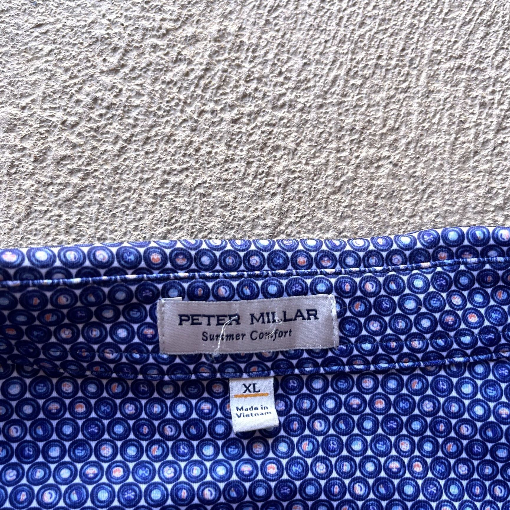 Peter Millar Peter Millar Polo Shirt Mens XL Blue Summer Comfort Golf Regular Short Sleeve Collared Geometric Pattern Sports Preppy Dog American Stretch Size US XL / EU 56 / 4 - 6 Thumbnail