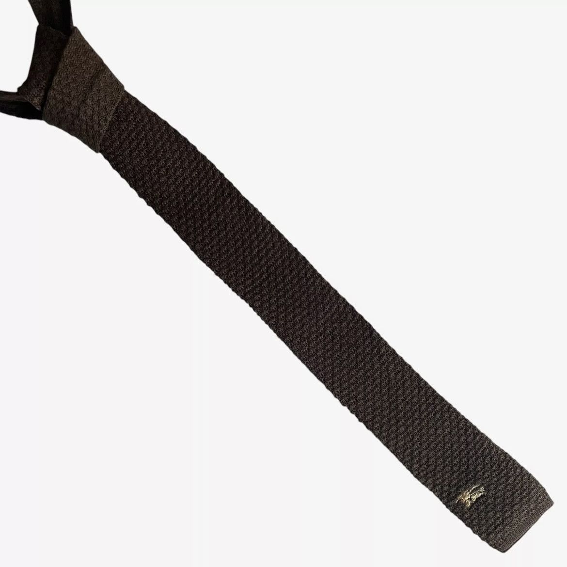 Burberry Vintage 80s Burberry Slim Tie With Embroidered Knight Crest Size ONE SIZE - 1 Thumbnail