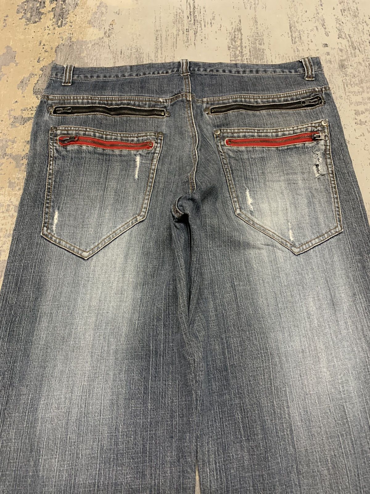 Japanese Brand Alasko Baggy Wide Leg Distressed Denim Jeans Y2K Streetwear Size US 39 - 14 Thumbnail