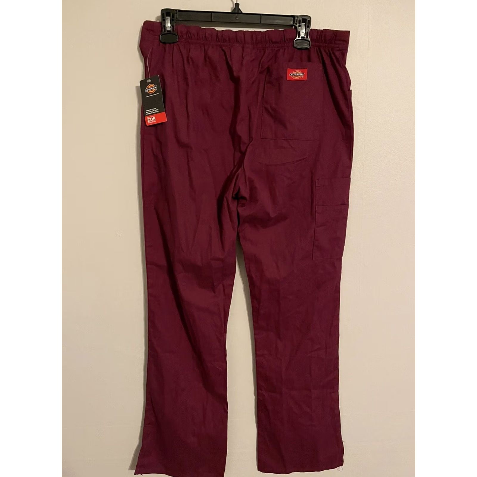 Dickies Dickies Women's Cargo Pant Wine Scrubs S Tall Mid Rise Drawstring 86206T Size 28" / US 6 / IT 42 - 4 Thumbnail