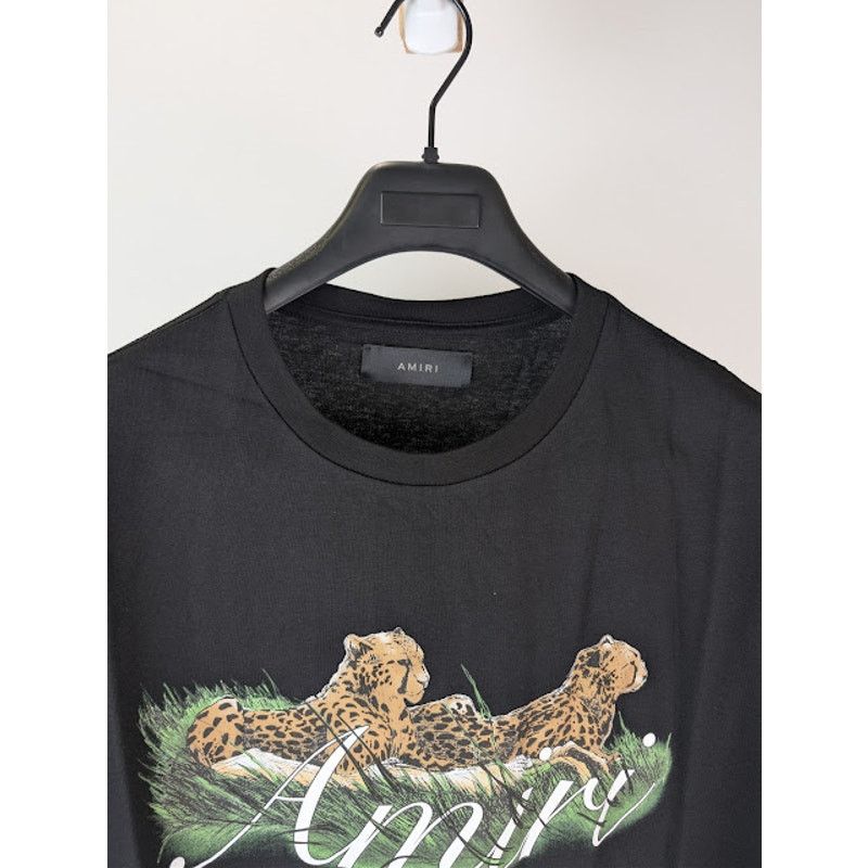 Amiri o1rshd1 Cheetah Logo-Print Cotton T-Shirt in Black Size US XXL / EU 58 / 5 - 7 Thumbnail