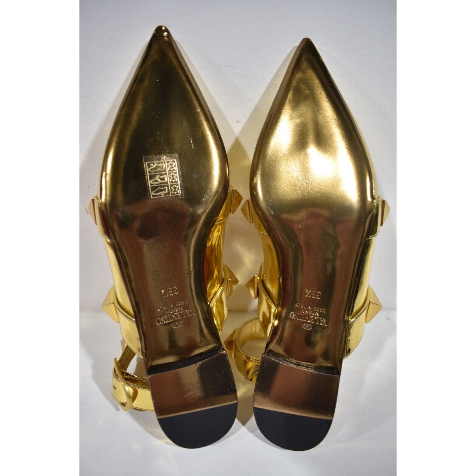 Valentino Rockstud Pyramid Pointed Ankle Strap Ballerina Flat 38.5 Size US 8.5 / IT 38.5 - 12 Thumbnail