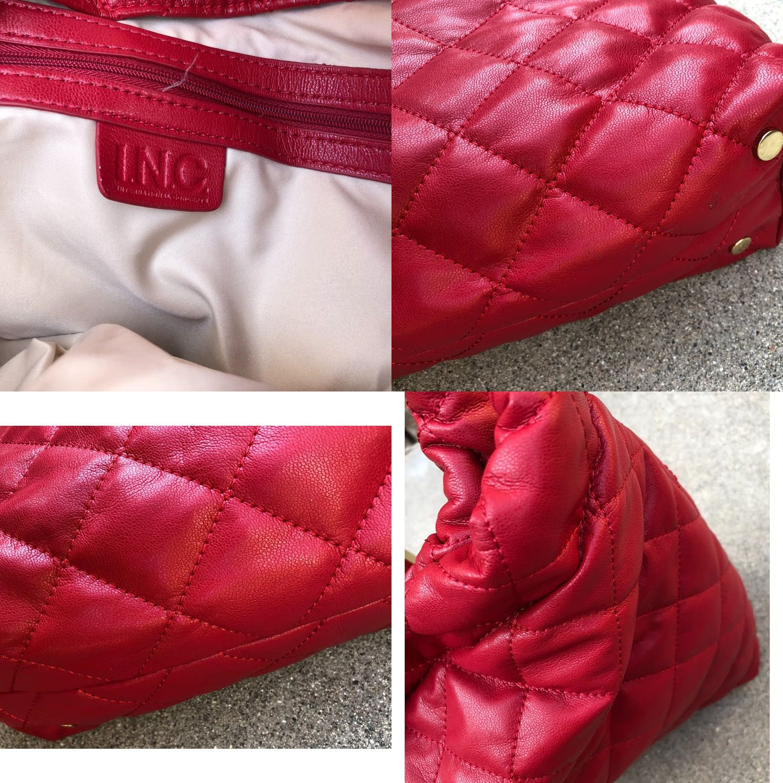 Vintage INC International Concepts Quilted Purse Women's Red Faux Leather Shoulder Bag Size ONE SIZE - 8 Thumbnail