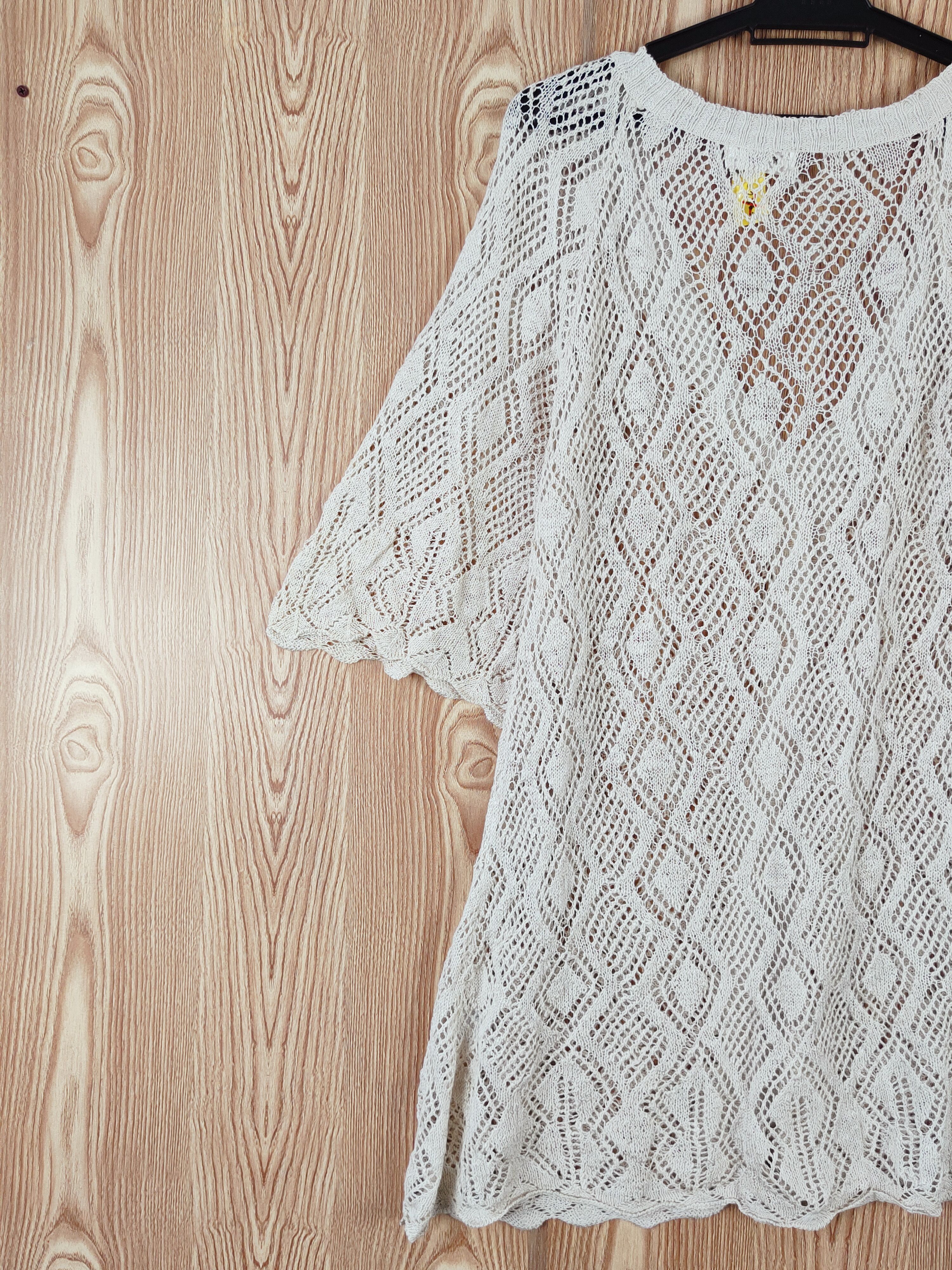 Vintage Mallorca Finistere Crochet MeshNet Knitwear Cardigan #W772 Size L / US 10 / IT 46 - 8 Thumbnail