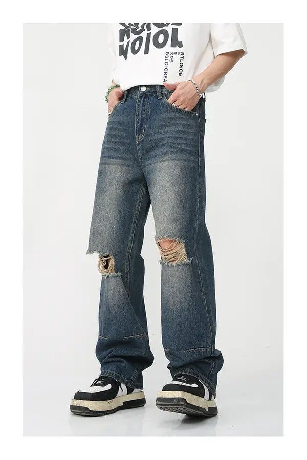 VIBE Japanese retro loose American ripped high street jeans Size US 32 / EU 48 - 3 Thumbnail