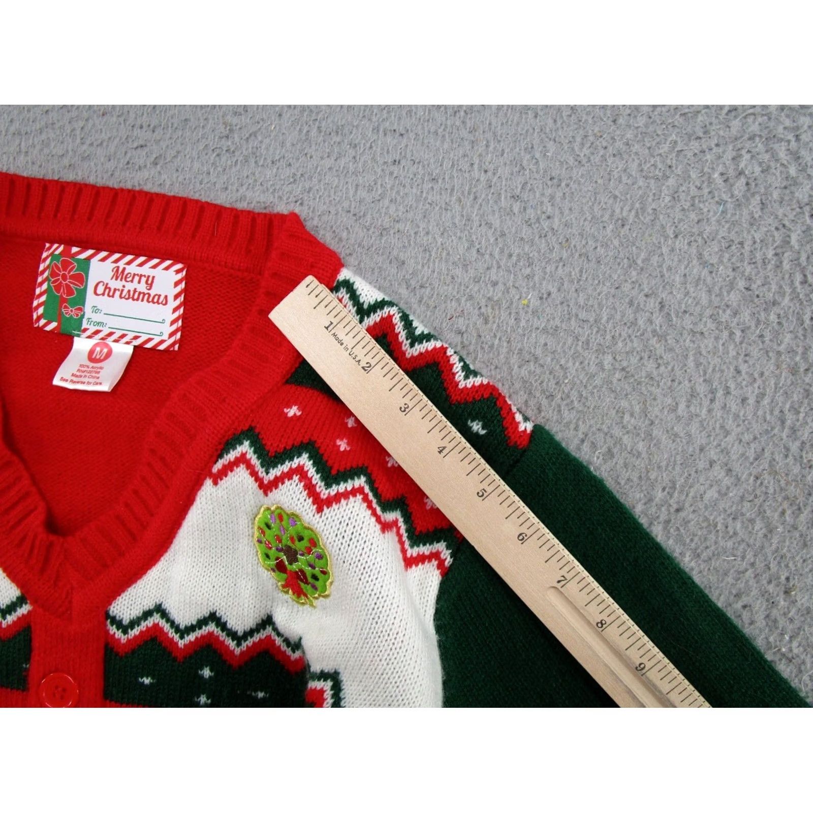 Vintage Merry Christmas Ugly Party Sweater Womens Size M Knit Pullover V Neck Holiday Size M / US 6-8 / IT 42-44 - 7 Thumbnail
