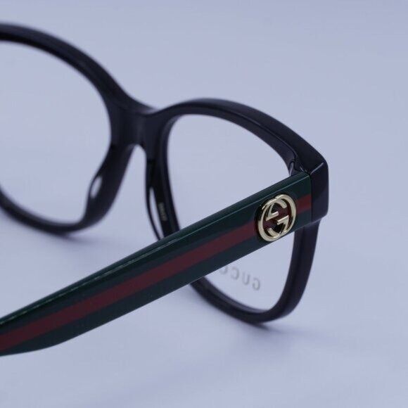 Gucci Gucci GG0038ON 011 Eyeglasses Black/Green 54mm Square Frame Size ONE SIZE - 6 Thumbnail