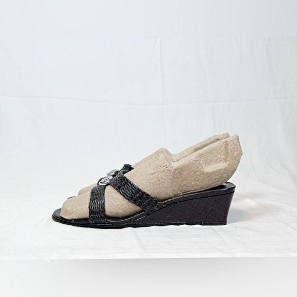 Brighton Vintage 90s Brighton Brown Weaved Leather Wedge Sandals Size US 7 / IT 37 - 5 Thumbnail