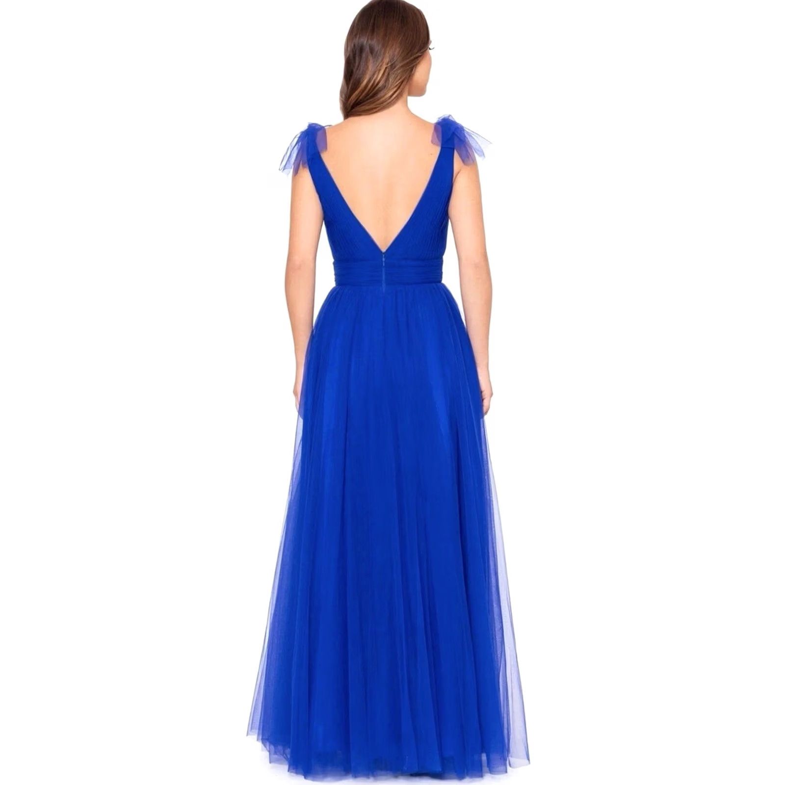 Vintage Betsy & Adam Womens V Neck Sleeveless Chiffon Gown Dress, darkblue, 2, Blue, Dress, 2, Womens Size XS / US 0-2 / IT 36-38 - 2 Thumbnail