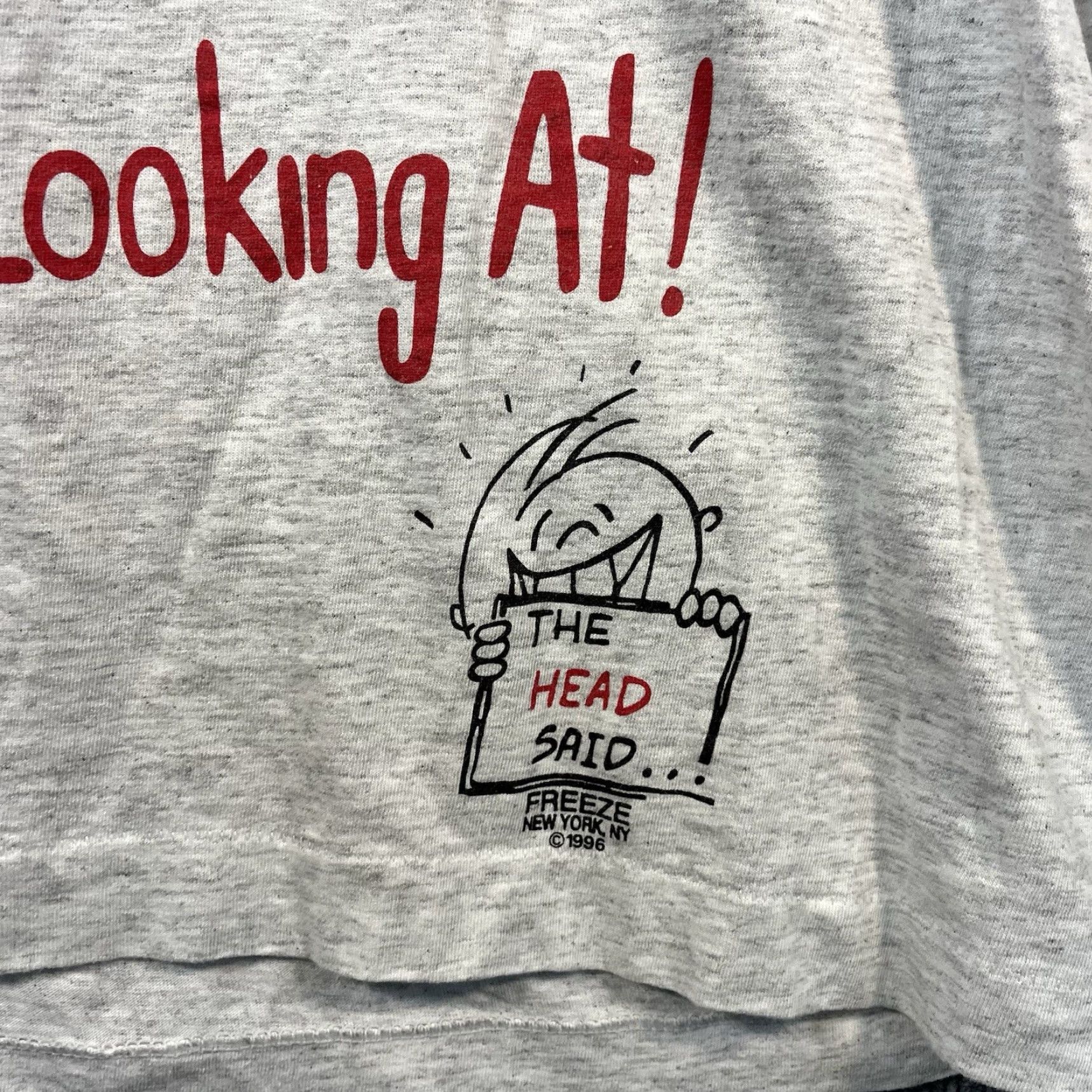 Fruit Of The Loom VTG Fruit of the Loom T-Shirt Single Stitch Crew Neck Short Sleeve XL Gray 90s Comic Print Stick Figure Funny Mens USA Size US XL / EU 56 / 4 - 2 Thumbnail