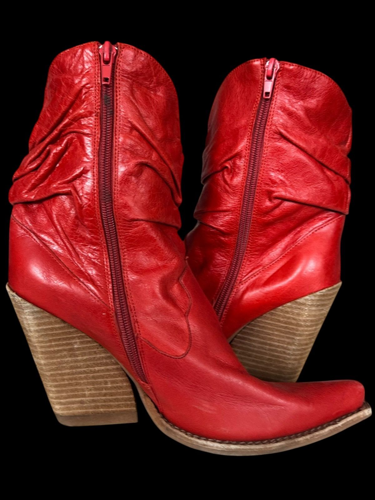 Jeffrey Campbell Jeffrey Campbell Ankle Boots Cowboy Red Leather Size US 7 / IT 37 - 4 Thumbnail
