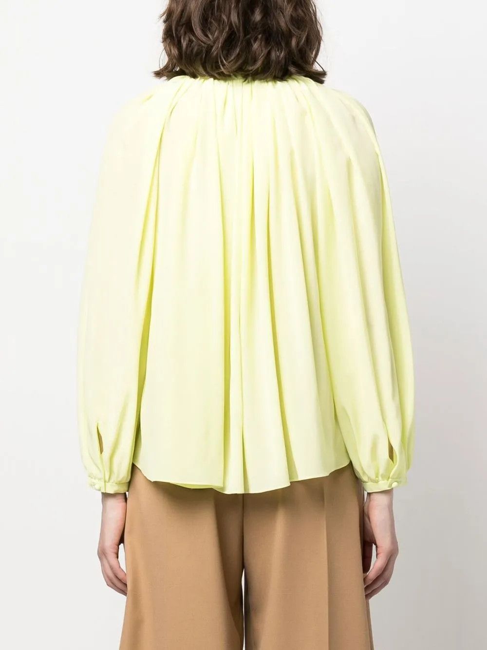 Lanvin o1y0326 Silk Blouse in Lime Green Size M / US 6-8 / IT 42-44 - 4 Thumbnail